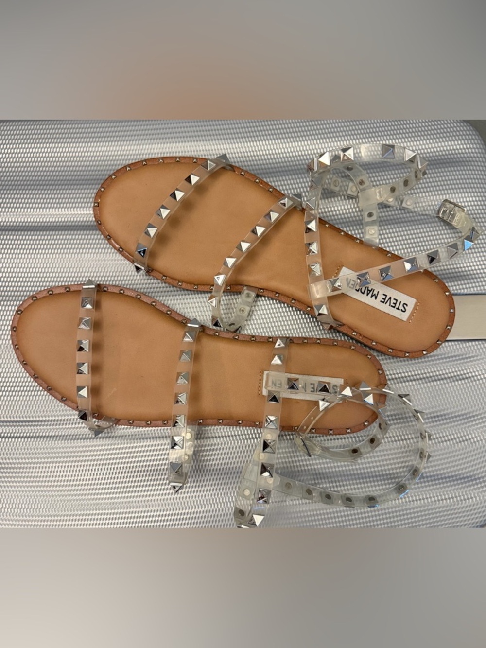 Steve Madden Clear Studded Strappy Sandals